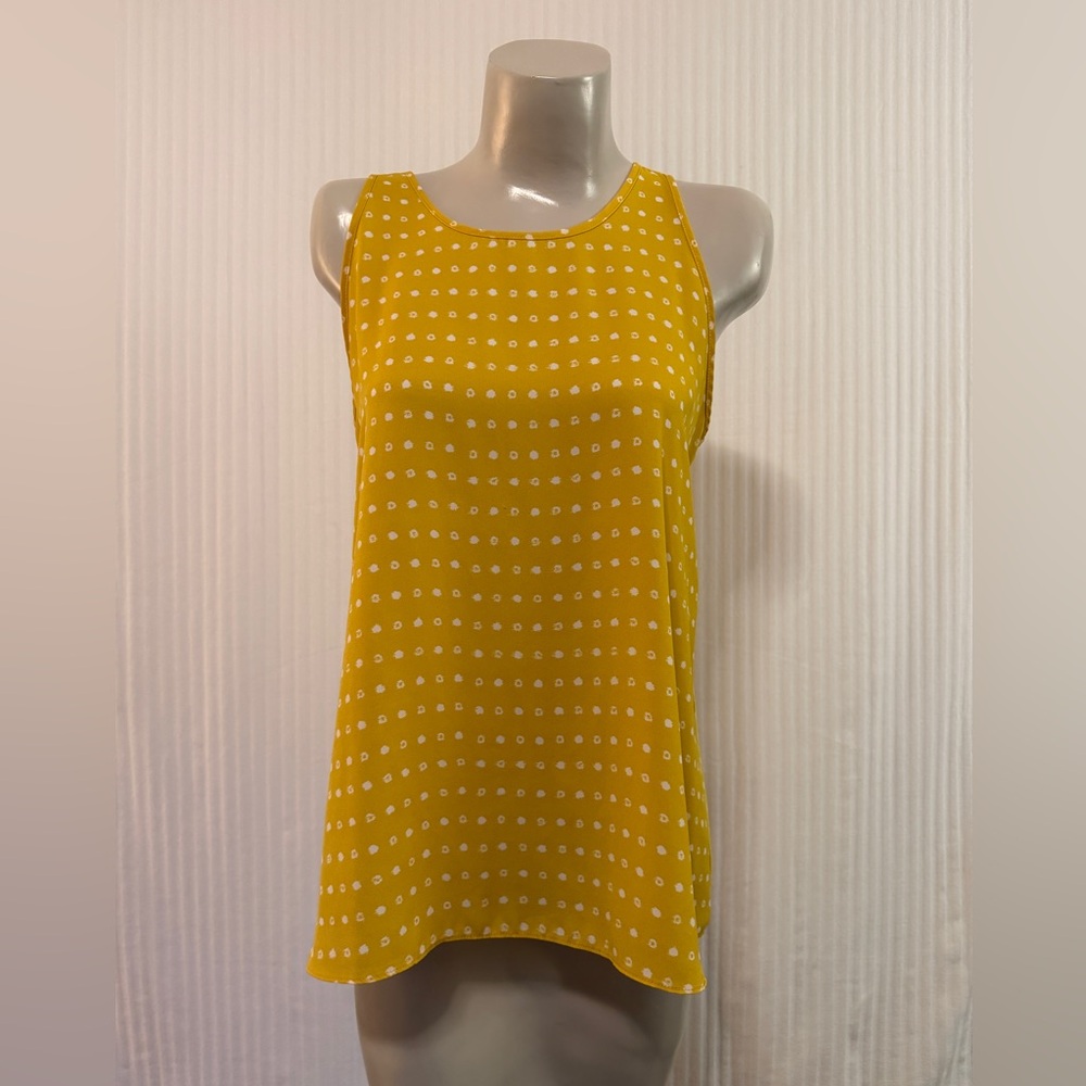LOFT Mustard Sleeveless Polka Dot Tank Top